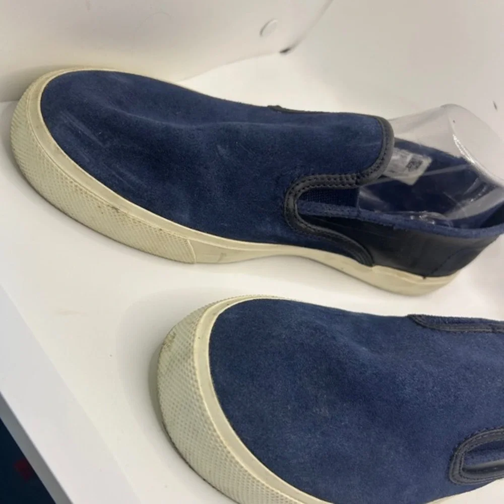 Sperry Top-Sider Mens Navy Blue Suede‎ Black Leather Slip On Sneakers STS18455